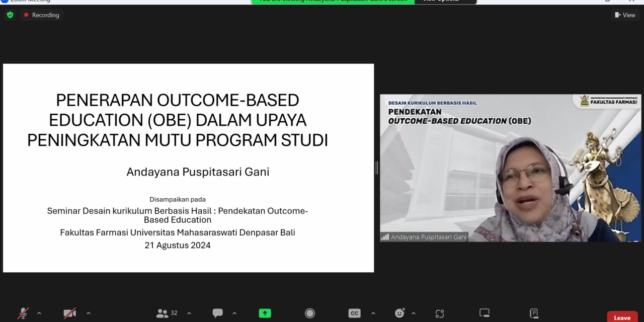 <strong>Fakultas Farmasi Universitas Mahasaraswati Denpasar menggelar seminar berjudul “Desain Kurikulum Berbasis Hasil : Pendekatan Outcome-Based Education (OBE)”</strong>