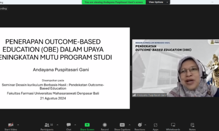 <strong>Fakultas Farmasi Universitas Mahasaraswati Denpasar menggelar seminar berjudul “Desain Kurikulum Berbasis Hasil : Pendekatan Outcome-Based Education (OBE)”</strong>